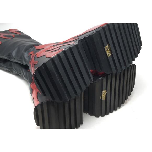 HiColor Women’s Size 9 Side Zipper High Heeled Flames Printing Chunky Sole Boot - Picture 7 of 7